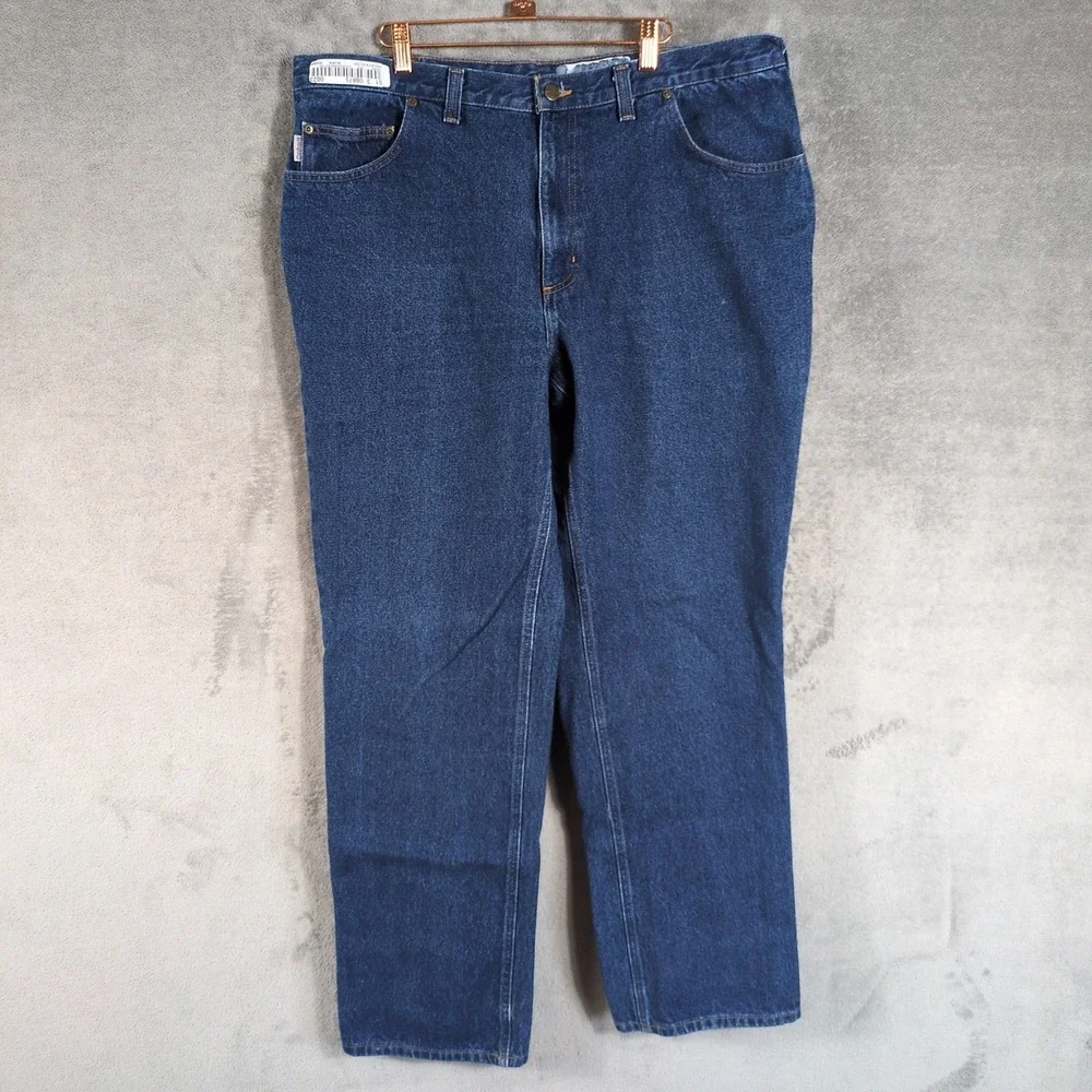 Carhartt Mens Relaxed Fit Straight Leg Dark Wash Blue Denim Jeans 40x34 Workwear
